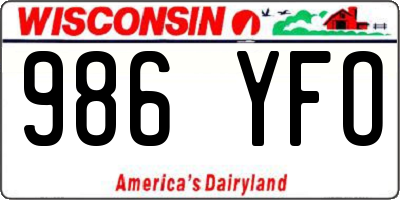 WI license plate 986YFO