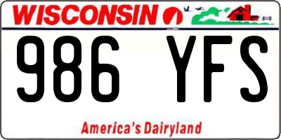 WI license plate 986YFS
