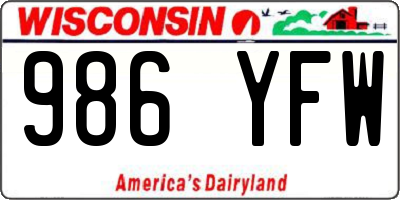 WI license plate 986YFW