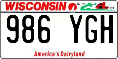 WI license plate 986YGH