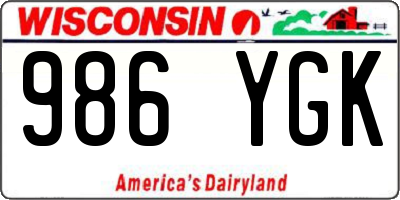 WI license plate 986YGK