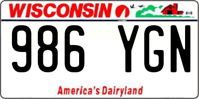 WI license plate 986YGN