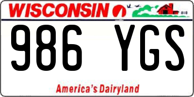 WI license plate 986YGS