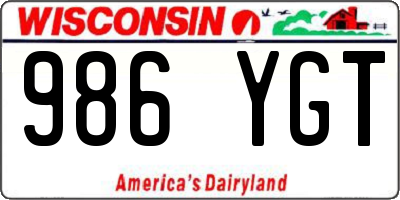 WI license plate 986YGT