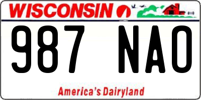 WI license plate 987NAO