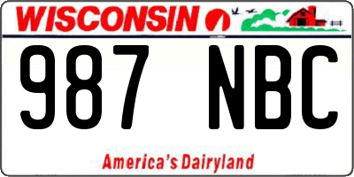 WI license plate 987NBC