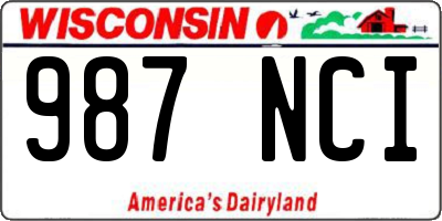 WI license plate 987NCI