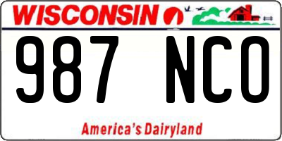 WI license plate 987NCO