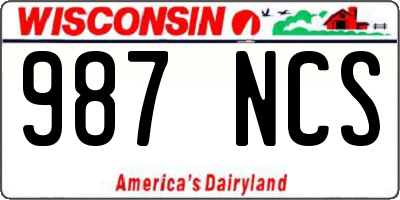 WI license plate 987NCS