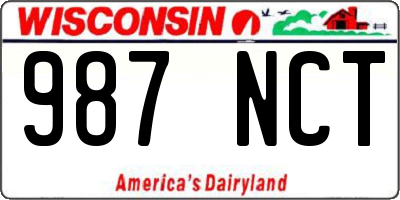 WI license plate 987NCT