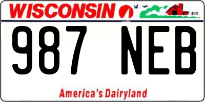 WI license plate 987NEB