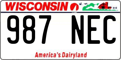 WI license plate 987NEC