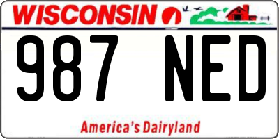 WI license plate 987NED
