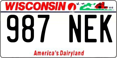 WI license plate 987NEK