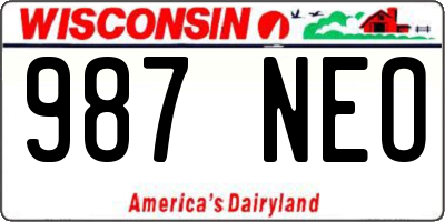 WI license plate 987NEO