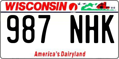 WI license plate 987NHK