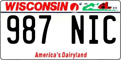 WI license plate 987NIC