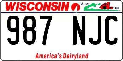 WI license plate 987NJC