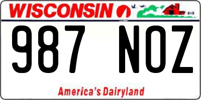 WI license plate 987NOZ