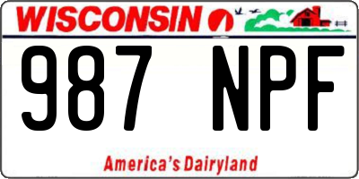 WI license plate 987NPF