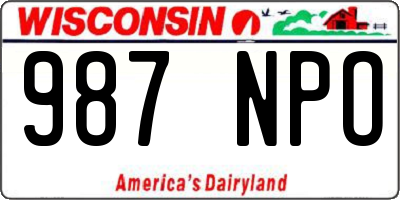 WI license plate 987NPO