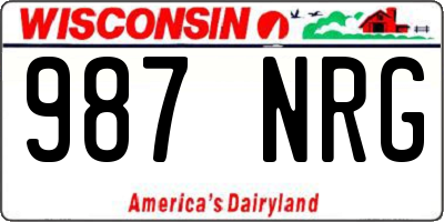 WI license plate 987NRG