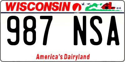 WI license plate 987NSA