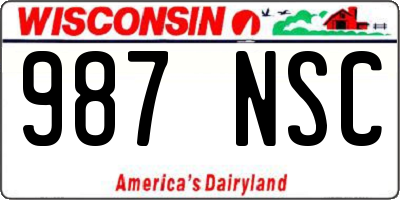 WI license plate 987NSC