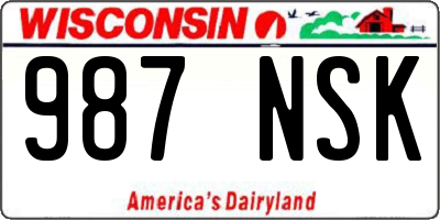 WI license plate 987NSK