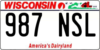 WI license plate 987NSL