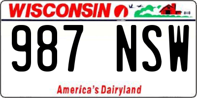WI license plate 987NSW