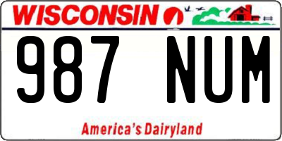 WI license plate 987NUM