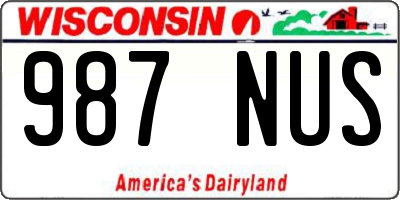 WI license plate 987NUS