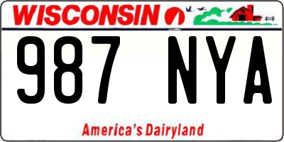 WI license plate 987NYA