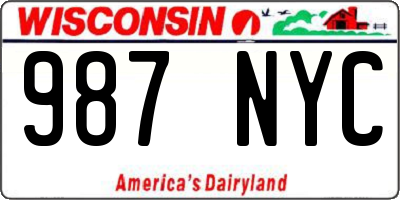 WI license plate 987NYC