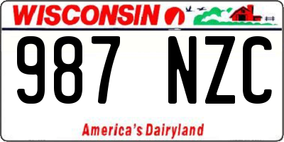 WI license plate 987NZC