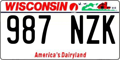 WI license plate 987NZK