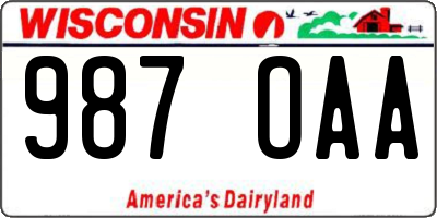 WI license plate 987OAA