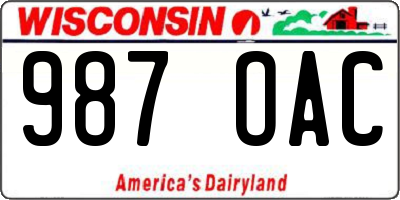 WI license plate 987OAC