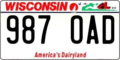 WI license plate 987OAD