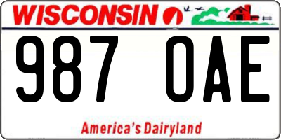WI license plate 987OAE