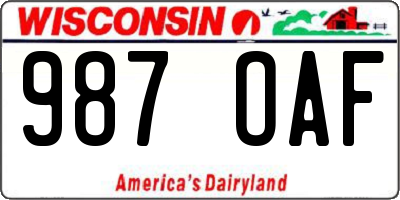WI license plate 987OAF