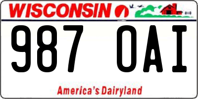 WI license plate 987OAI