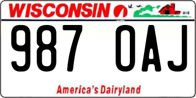 WI license plate 987OAJ