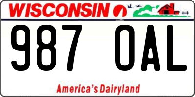 WI license plate 987OAL