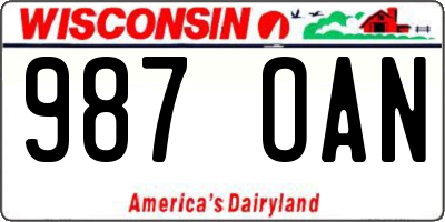 WI license plate 987OAN