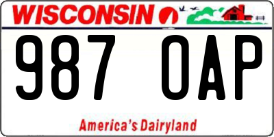 WI license plate 987OAP