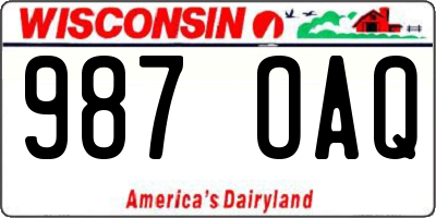 WI license plate 987OAQ