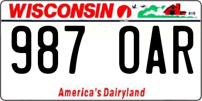 WI license plate 987OAR