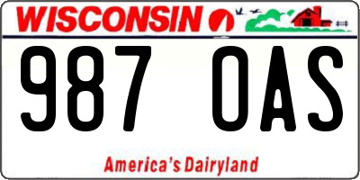 WI license plate 987OAS